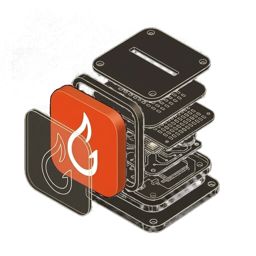 Exploded view of the seven Hookforge modules